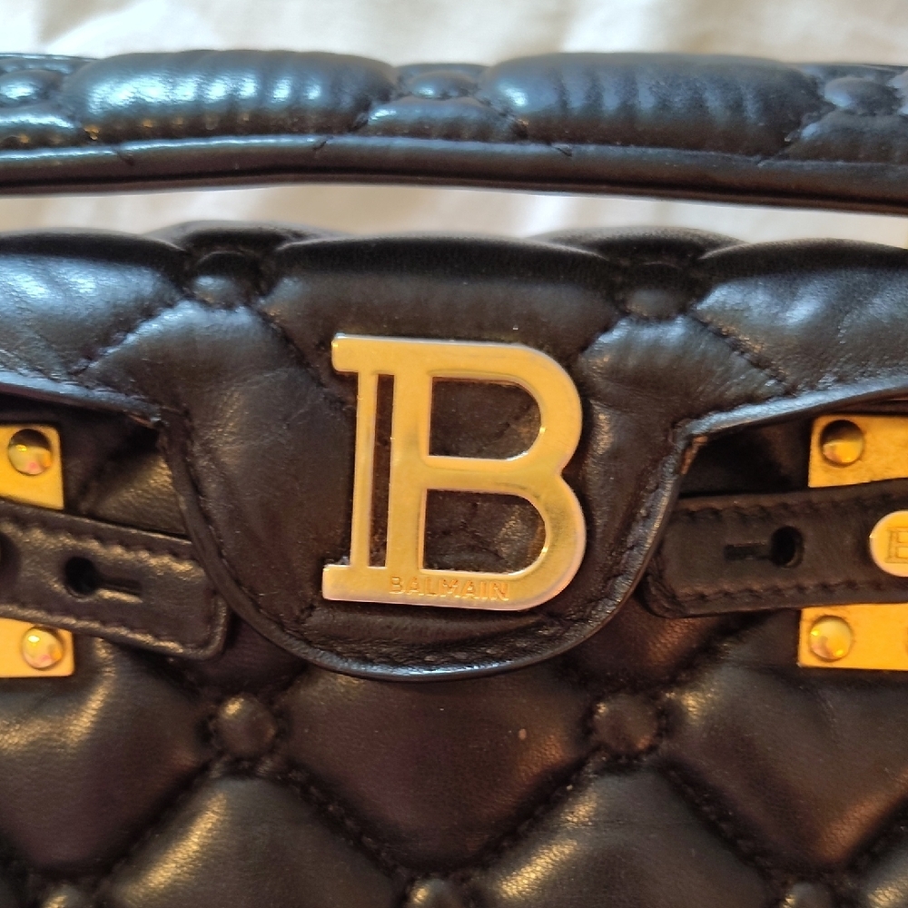 Balmain Black Quilted Crossbody with Gold Accents - Picture 3 of 8
